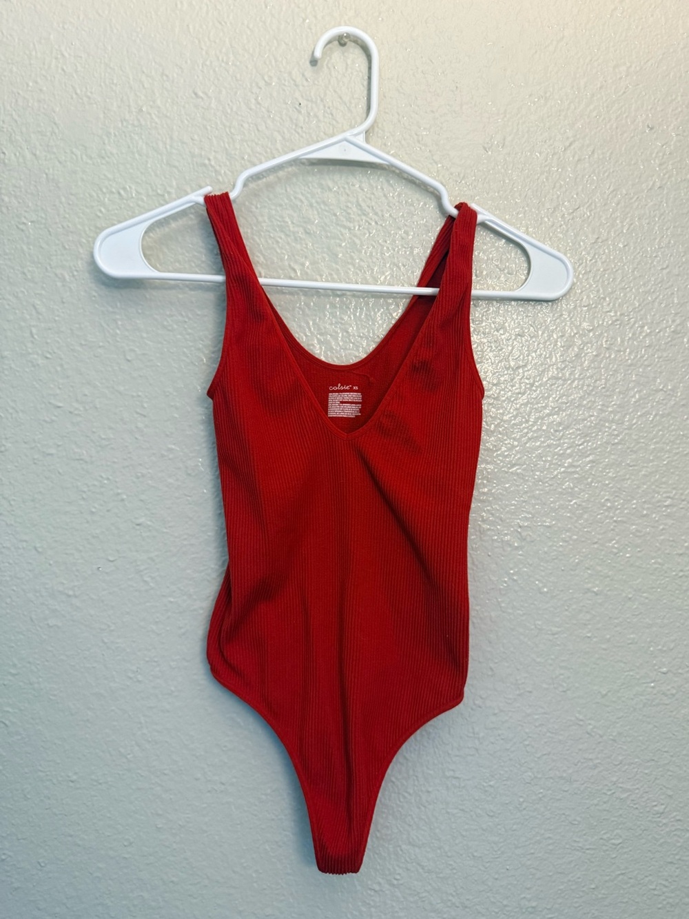 Ribbed Red One-Piece Bodysuit
